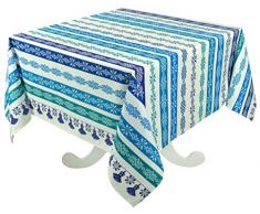 Vent Du Sud Nappe enduite CUZCO Turquoise 160 x 160, Coton, 160 x 160 cm
