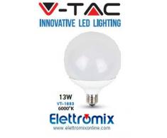 V-TAC VT-1893 Ampoule LED format globe et culot E27 Ãclairage blanc chaud 10 W, 13Watt-Kaltlicht, E27
