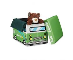 Relaxdays Coffre à jouets similicuir boîte à jouets couvercle tabouret pouf enfant pliable H x l x P: 32 x 48 x 32 cm capacité 37 L, bus