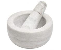 Point-Virgule PV40106 Mortier en Marbre avec Pilon, 12x6,5cm, Blanc, Poli, 12 cm