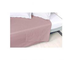 Vent Du Sud Drap Plat Uni en Coton Percale, Prune, 300x240 cm