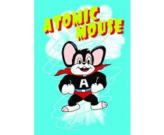 Room Studio 530172 Ultrasoft Atomic Mouse Tapis de Sol Polyester Bleu 70 x 2 x 100 cm