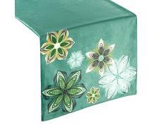 Eurofirany Chemin de Table en Velours avec Fleurs et Fleurs 35 x 140 cm