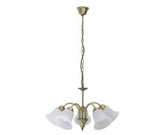 Lampe Suspension Luminaire Style Art Nouveau 5 LumiÃ¨res Bronze/Verre AlbÃ¢tre 7375n