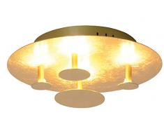 Näve Leuchten Plafonnier LED Gold Leaf, métal, or, 30 x 30 x 8 cm