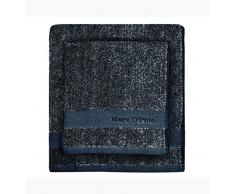Marc OPolo Melange Serviettes de Bain, Eponge Coton tissÃ© Teint (550 GR/mÂ²), Marine/Light Silver, 50 cm x 100 cm