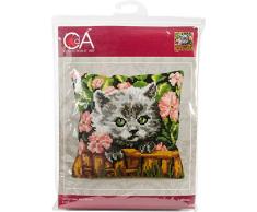 Collection dArt CD5163 40 x 40 cm Minou Kit Point de Croix Coussin, Coton, Multicolore, 25,6 x 8 x 8 cm