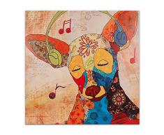 Arte Dal Mondo AS366X1 Chiwawa Pop Art estampe Moderne Faite à la Main sur Toile avec Chassis, Acrylique, Multicolore, 80x80x3,5 cm