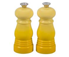 Le Creuset Set de Moulins, Moulin à Sel et Poivre, Corps Ultra Résistant ABS, 5 x 5 x 12,1 cm, Mécanisme en Céramique, Soleil (Jaune)