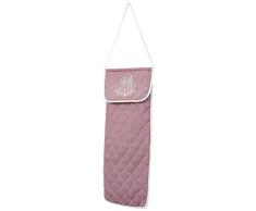 charme & douceur sac a pain matelasse 27x70cm bonheur rose/blanc