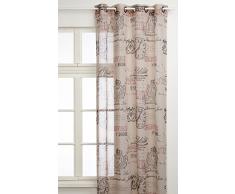 Linder 0130/18/49797/377FR Voilage Imprimé lUsine Beige Rouge Oeillets 150 x 240 cm
