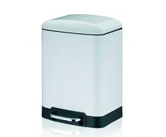Kela 22996 Davino Poubelle de salle de bain rectangulaire à pédale Acier Inoxydable Blanc 6 L