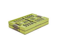 Keeeper 2x Casiers Pliants Professionnels avec PoignÃ©es Souples, 54 x 37 x 28 cm, 45 l, Ben, Vert/Taupe