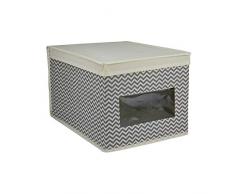Rebecca SRL Recipient Boite Couvercle Gris Beige Tissu Rangement Stockage Armoire Buanderie Chambre (Cod. RE4737)