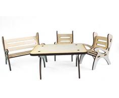 Petra S Bastelmaxi-gmh08fs1 News A Table Groupe, Comprenant 1 Table, 1 x Banc de Jardin et 2 chaises en Bois, 4 pièces
