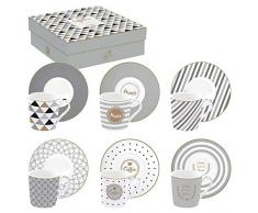 EASY LIFE 126CMHA Coffret 6 Tasses Ã CafÃ©, Porcelaine, Multicolore, 10 cm