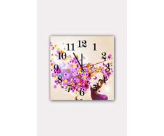Bonamaison Horloge Murale en MDF, Multicolore, 30 x 30 cm