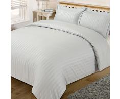 Dreamscene superbe Satin rayÃ© Parure de lit housse de couette double, argent