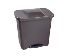 Denox 24160.790 Poubelle à Pédale Ãcologique, 50 L, Gris Mat, Polypropylène, Unique