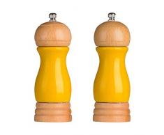 Premier Housewares 1103684 Moulin Ã Poivre et Sel en Bois dHÃ©vÃ©a Jaune LaquÃ©