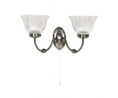 Oaks Lighting Lot de 2 ampoules Bleckley Applique murale avec abat-jours en verre transparent Finition argent Antique