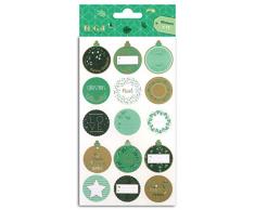 Toga Bombay Autocollant Mural Adhésif, Papier, Vert/Or, 3 x 3 cm