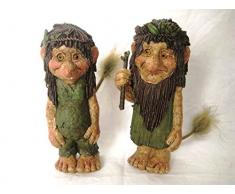 Sukima Decor Figurine avec Motif Troll Couple, Résine, Multicolore, 17 cm