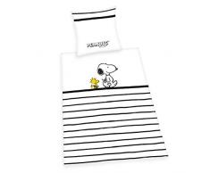 Herding SNOOPY Parure de Lit Réversible, Housse de Couette 135 x 200 cm, Taie dOreiller 80 x 80 cm, Coton/Renforcé