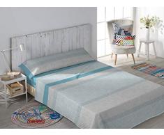 Secaneta Stilia Parure de lit 3 piÃ¨ces avec Drap-Housse, Drap Plat et taie doreiller Bleu 180 x 190/200 cm