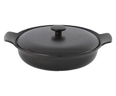 Berghoff Ron en Fonte émaillée Peu Profond Ovale Couvert Cocotte, Noir, 28 cm, 3.3 Litre