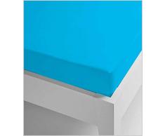 Miracle Home Drap housse Ã©lastique, doux et confortable, 50 % coton, 50 % polyester, turquoise, 150 x 200 cm