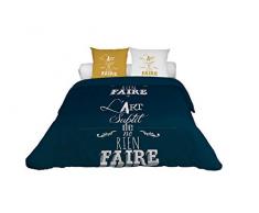 Soleil docre Subtil, Parure, Housse de Couette, Coton, Bleu, 220 x 240 cm