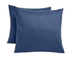 AmazonBasics Taies doreiller en microfibre haut de gamme - 65 x 65 cm x 2, Bleu marine