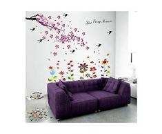 Walplus Grands stickers muraux Fleurs/hirondelles/papillons