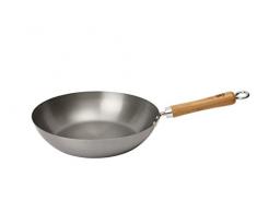 Ã©cole de Wok Skinny Wok en Acier Carbone Manger Sainement Wok, Argent, 33Â cm