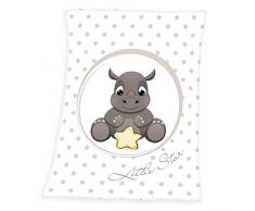Herding Fynn Couverture Bébé, Petit Rhinocéros, 75 x 100 cm, Microfibre Polaire, Blanc