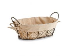 Zeller 18091 Panier à Pain, Eisen/Tissu/Polyester/Coton, Brun, 30 x 21 x 10 cm