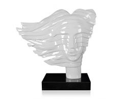 Arte Dal Mondo D5546PW Visage au Vent Sculpture figurative Moderne en rÃ©sine laquÃ©e avec Base en marbre, Multicolore, 53 x 20 x 51 cm