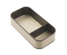 iDesign 65141EU InterDesign Lauren, Plateau de Rangement pour Fournitures de Bureau pour surligneurs, punaises, Ã©lastiques-2 Compartiments, CrÃ¨me/Marron foncÃ©, Polyester, 10,16 x 20,32 x 5,08 cm