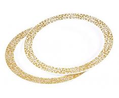 Diner Presque Parfait 6VAJ096OR Lot de 6 Assiettes Dentelle Or 23 cm