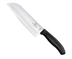 Victorinox Swiwwclassic Couteaux de cuisine type santoku avec lame alvéolée Noir 17 cm