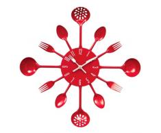 Premier Housewares 2200501 Horloge Murale Couverts en MÃ©tal Rouge