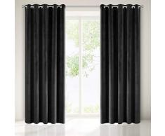 Eurofirany Rideaux en Velours avec 8 œillets en Velours Noir 140 x 250 cm