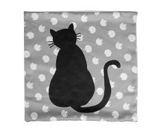 Ostaria Housse de Coussin carrÃ© Motif Chat 3, Polyester, Gris, 40Â x 40Â x 3Â cm