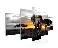 Tableau decoration murale ÃlÃ©phant dAfrique 200 x 100 cm - XXL Impression sur Toile Salon Appartment 5 Parties - prÃªt Ã accrocher - 001251c