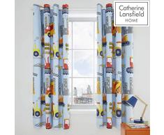 Catherine Lansfield Rideaux occultants à Åillets en Polyester Bleu 168 x 183 cm