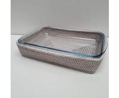 BYRMAY I Plat rectangulaire Pyrex I Rotin