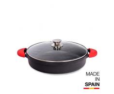 Valira 4137/25 Cocotte Basse Premium de 32 cm fabriquÃ© en Espagne, en Fonte daluminium avec Anti-adhÃ©rent Ã©cologique renforcÃ©, apte pour linduction, Noir