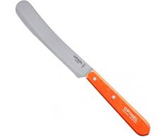 Opinel - Couteau Petit-Déjeuner - Couteau À Bout Rond en Acier Inoxydable - Lame INOX 11,5 cm Spécial Petit Déj’ - Manche Bois de Hêtre - Mandarine