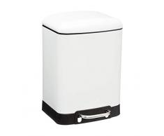 Poubelle 6L en mÃ©tal finition mate - Fermeture silencieuse - Large pÃ©dale - Coloris BLANC